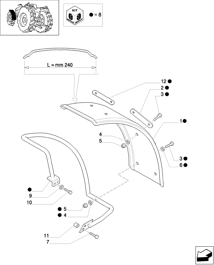 1.43.0/ 3 (VAR.860) FRONT FENDERS (2WD) - MUDGUARDS AND FASTENING BRACKETS