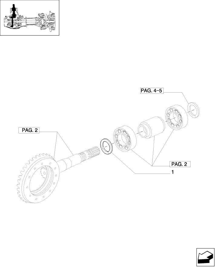 1.40.0/61(02) (VAR.324) STANDARD FRONT AXLE W/LIMITED SLIP DIFF. L/FRONT BRAKES(40KM/H) - SHIMS