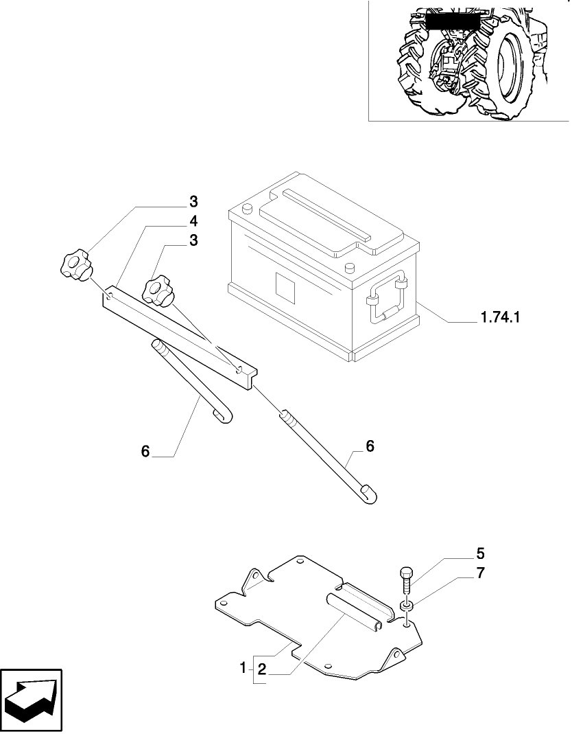 1.74.1/ 1 (VAR.007) NASO - BATTERY FASTENING