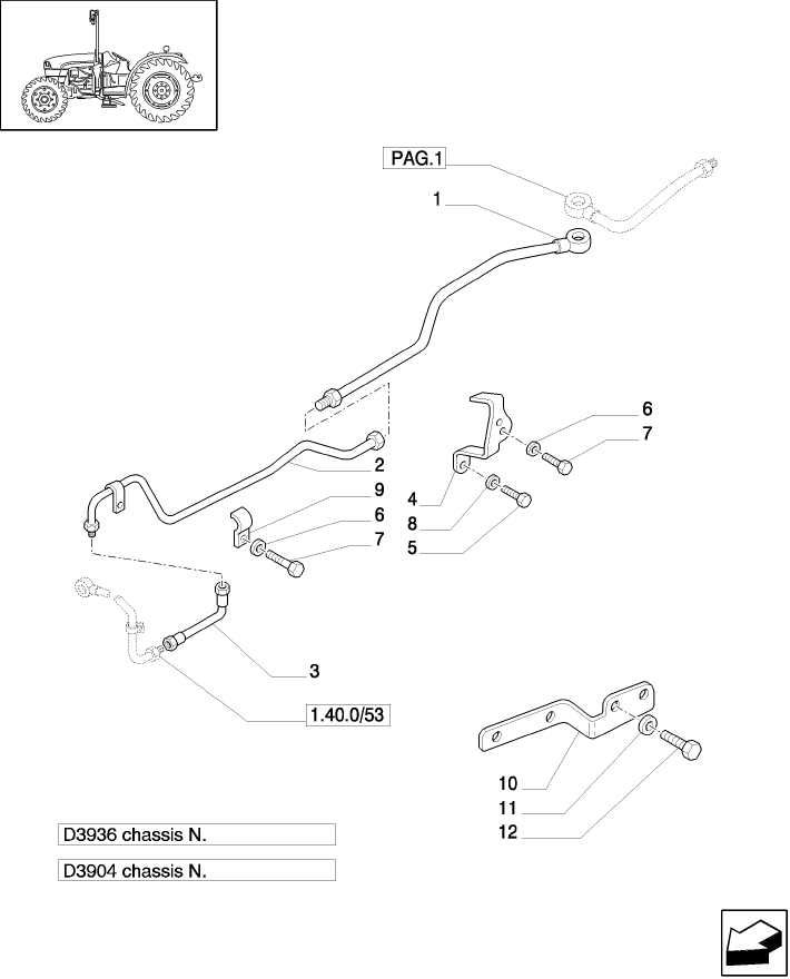 1.32.6/ 4(02) (VAR.324) STANDARD FRONT AXLE W/LIMITED SLIP DIFF, W/ FRONT BRAKES (40KM/H) - PIPES