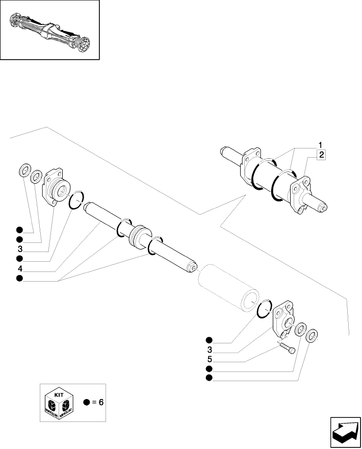 1.40.0/12 FRONT AXLE - HYDRAULIC STEERING CYLINDER (4WD)