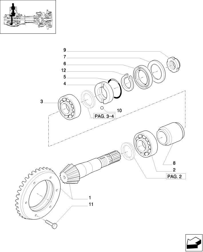 1.40.0/06(01) FRONT AXLE - BEVEL GEAR/PINION SET - 4WD