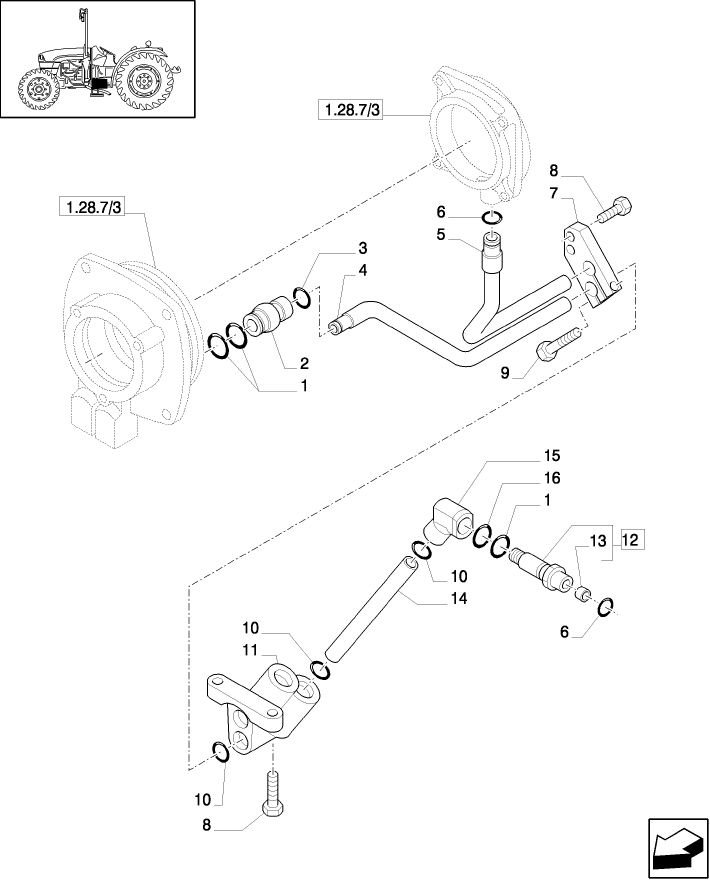 1.27.3/ 2(05) (VAR.275) HI-LO CLUTCH ENGAGEMENT - BRACKET, MANIFOLD AND PIPES