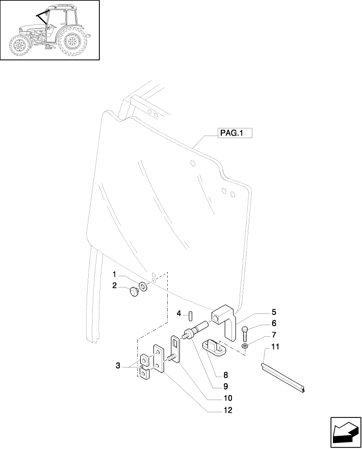 1.92.97(02) CAB - HINGED WINDSHIELD, HANDLE AND RELEVANT PARTS