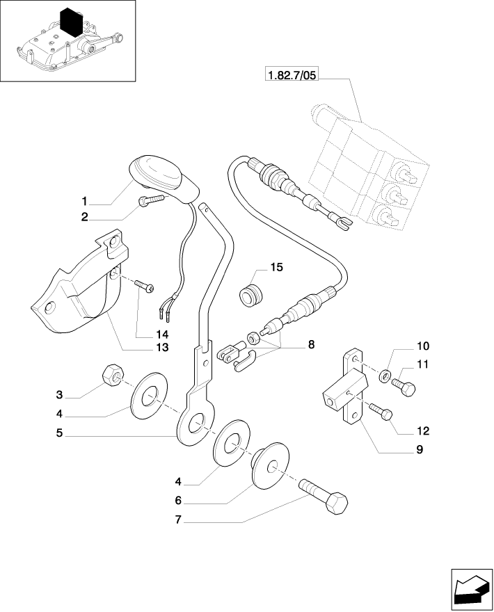 1.92.82/05(02) (VAR.419/1) 3 REM. VALVES FOR ELECTRONIC LIFTER W/HYDRAULIC DIVIDER - CONTROL LEVER