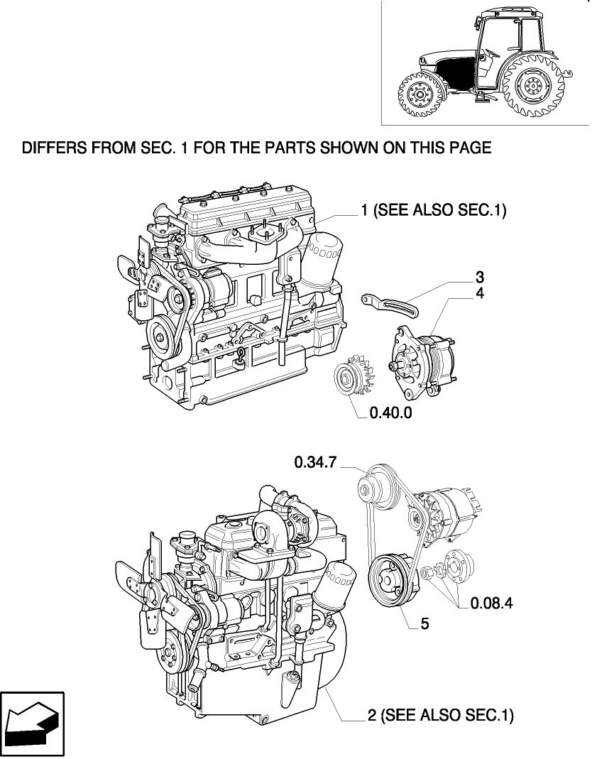 0.02.1/2 ENGINE & ALTERNATOR, W/CAB (VAR.608)