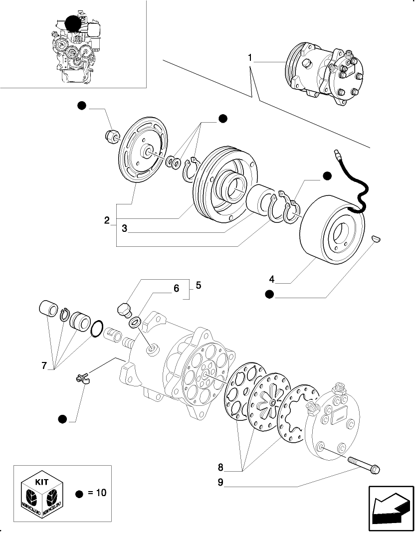 0.88.0/  A CAB - AIR CONDITIONING - COMPRESSOR - PARTS (VAR.608/A)