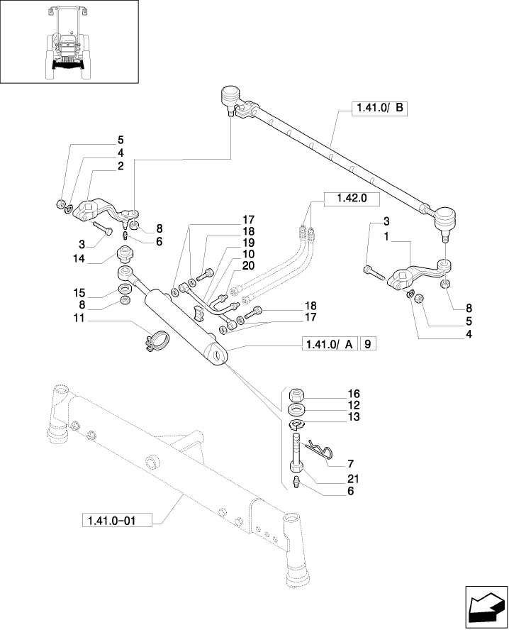 1.41.0(03) FRONT AXLE 2WD - STEERING ROD & PIPES
