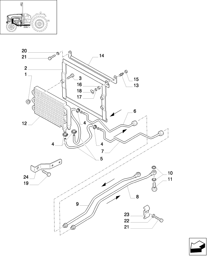 1.27.7/ 2 (VAR.826) HYDRAULIC PUMP 16.9 GPM (64L) W/OIL COOLER - COOLER AND FASTENING FRAME