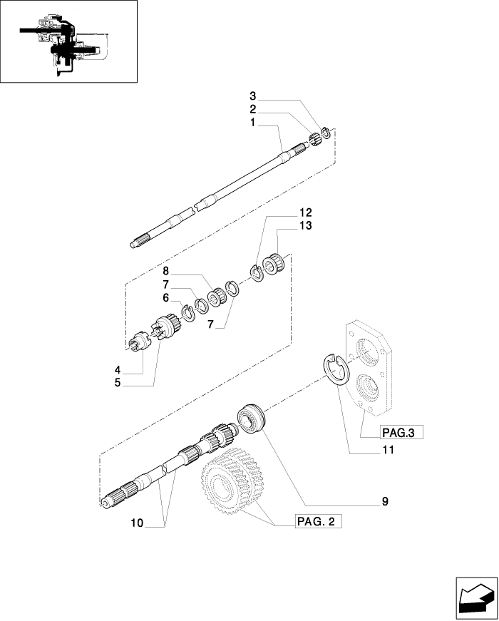 1.80.1/09(01) (VAR.020) POWER TAKE-OFF 540/540E RPM WITH GROUND SPEED FOR ADIC - SHAFTS AND GEARS