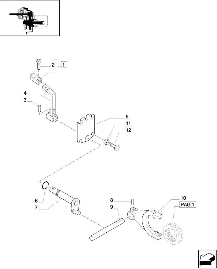 1.80.1/03(02) (VAR.818) POWER TAKE-OFF (540-540E RPM) - ROD, FORK AND PLATES