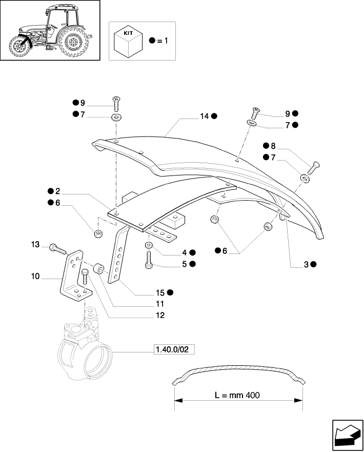 710167010 (DIA KIT) FRONT FENDERS F/FRONT AXLE L/BRAKES W/WIDE COVER