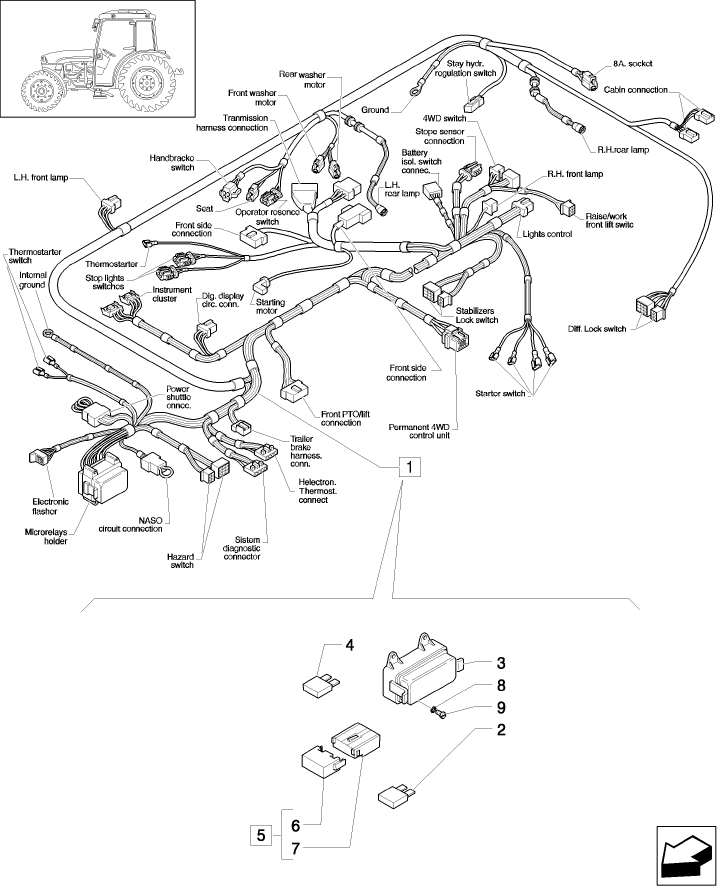 1.75.4(06) ELECTRICAL SYSTEM, MAIN HARNESS ASSY (W/CAB) 4WD