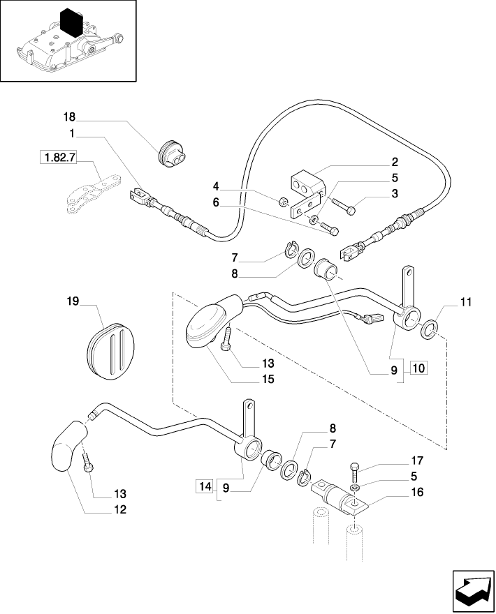 1.92.82/05(01) (VAR.419/1) 3 REM. VALVES FOR ELECTRONIC LIFTER W/HYDRAULIC DIVIDER - CONTROL LEVER