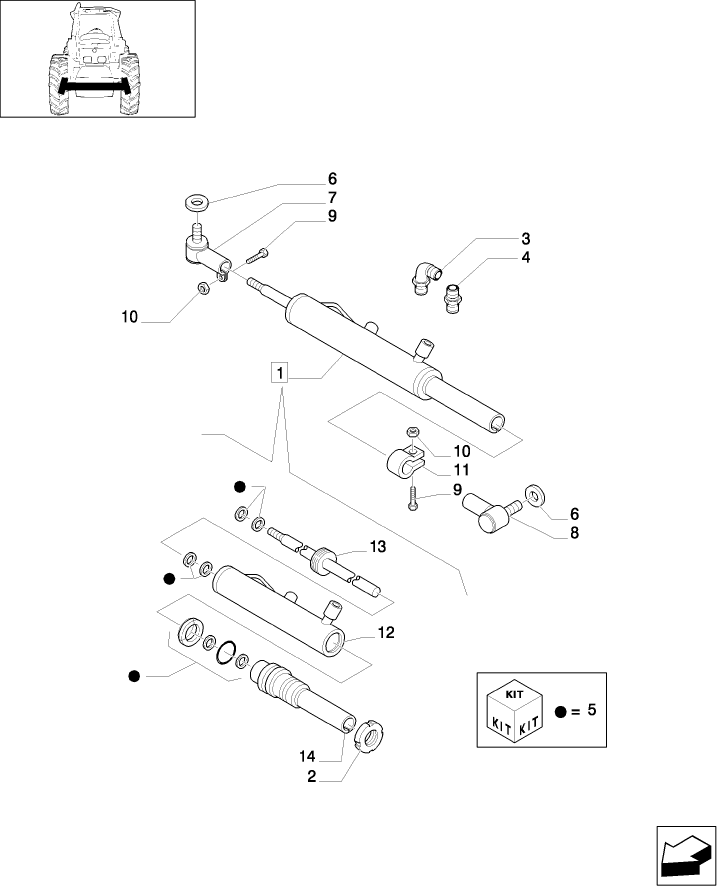 1.41.0(03) 2WD FRONT AXLE - HYDRAULIC STEERING CYLINDER