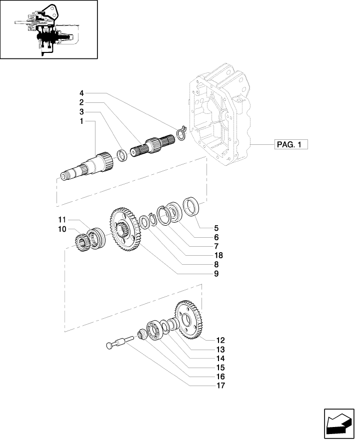 1.80.1/02(02) (VAR.807) POWER TAKE-OFF 540/1000 RPM (NA) - SHAFT AND GEARS