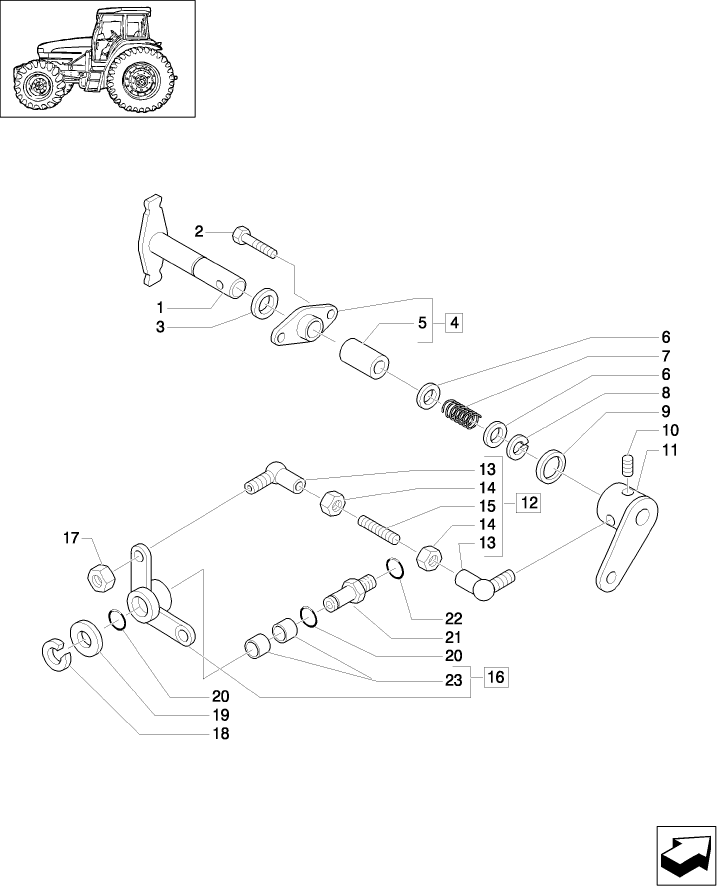 1.32.2(02) TRANSMISSION 24X24 - CENTRAL REDUCTION GEAR CONTROLS - SHAFT LEVER AND TIE-ROD