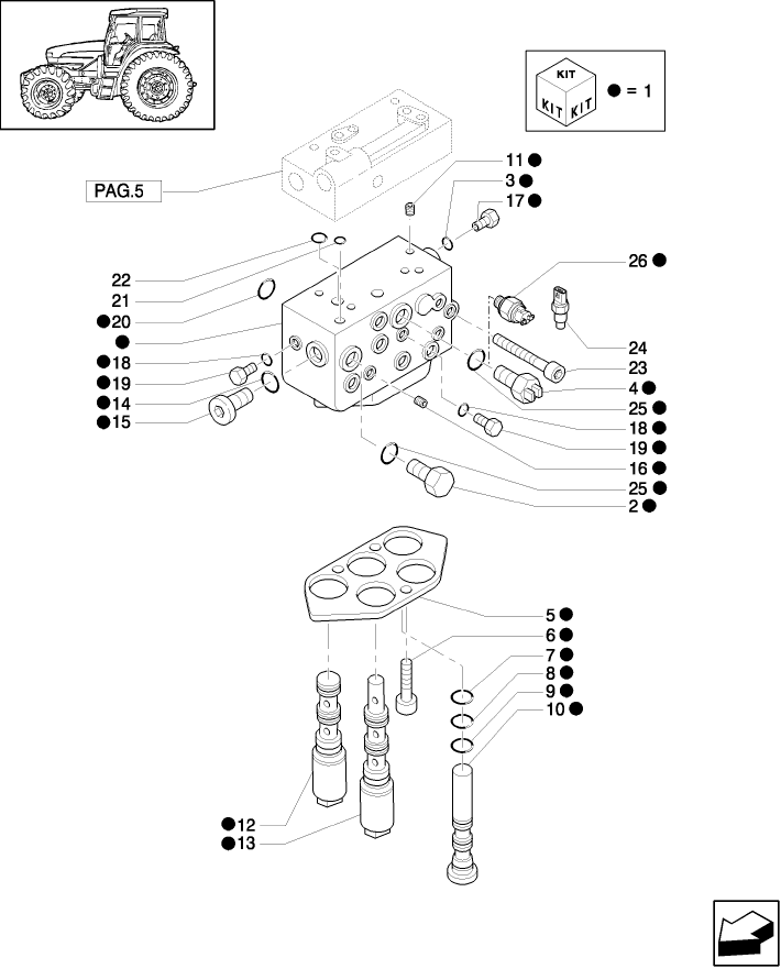 1.80.7(03) 2WD - PTO, CLUTCH - CONTROL VALVE AND RELEVANT PARTS