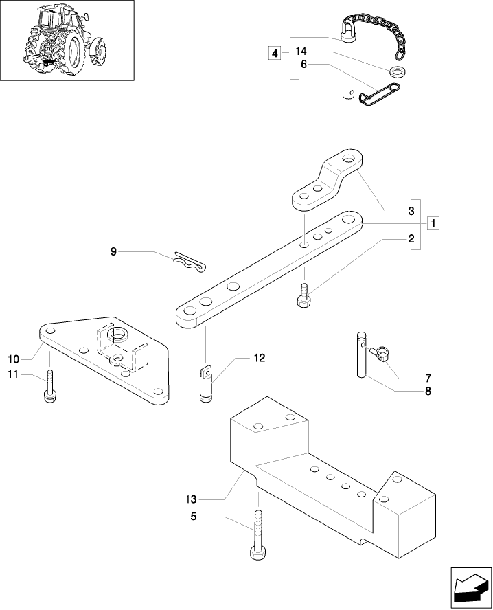 1.89.0 (VAR.907) DRAWBAR FOR SLIDING SUPPORT