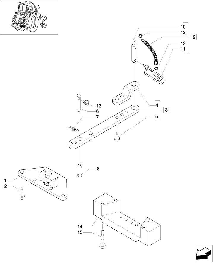 1.89.0/03 (VAR.913) DRAWBAR FOR SLIDING SUPPORT - (ITALY)