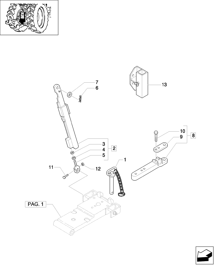 1.89.3/01(02) (VAR.928/1) AUTOMATIC HITCH - (WITH 2 ADDITIONAL JACKS) - TIE ROD AND TOW-BAR