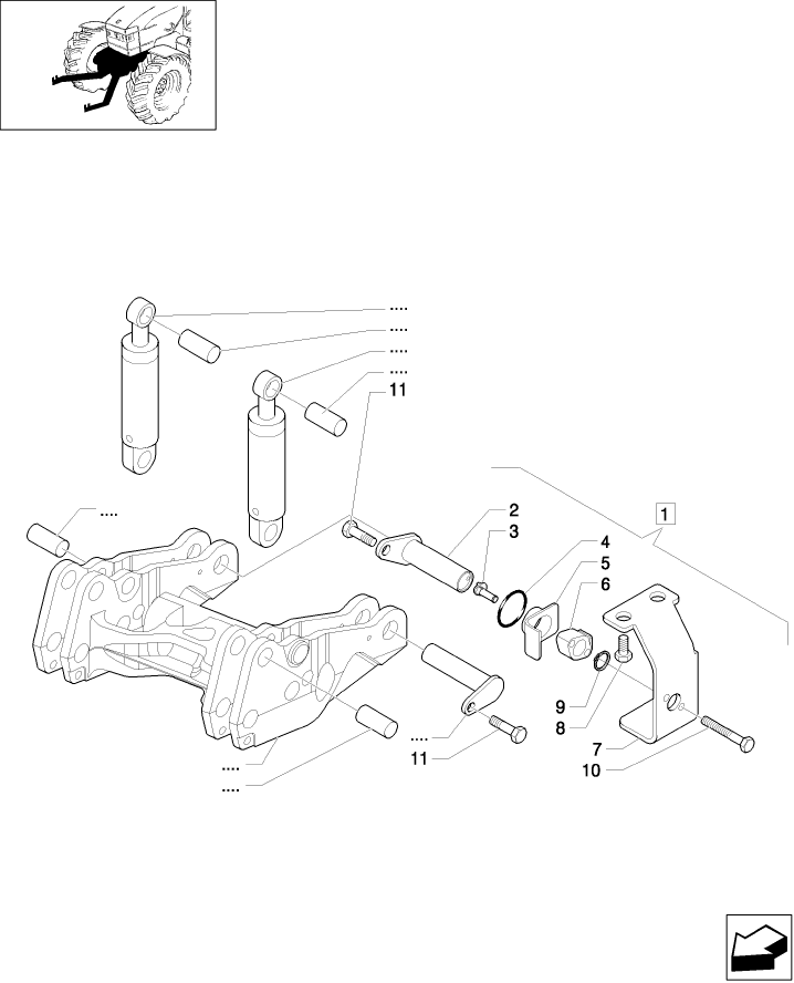 1.81.9(02) (VAR.502-558) FRONT POWER TAKE-OFF AND LIFT - CYLINDERS AND SUPPORT