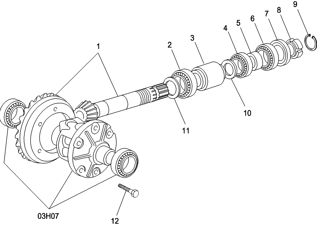03H06 4WD FRONT AXLE, RING GEAR AND PINION