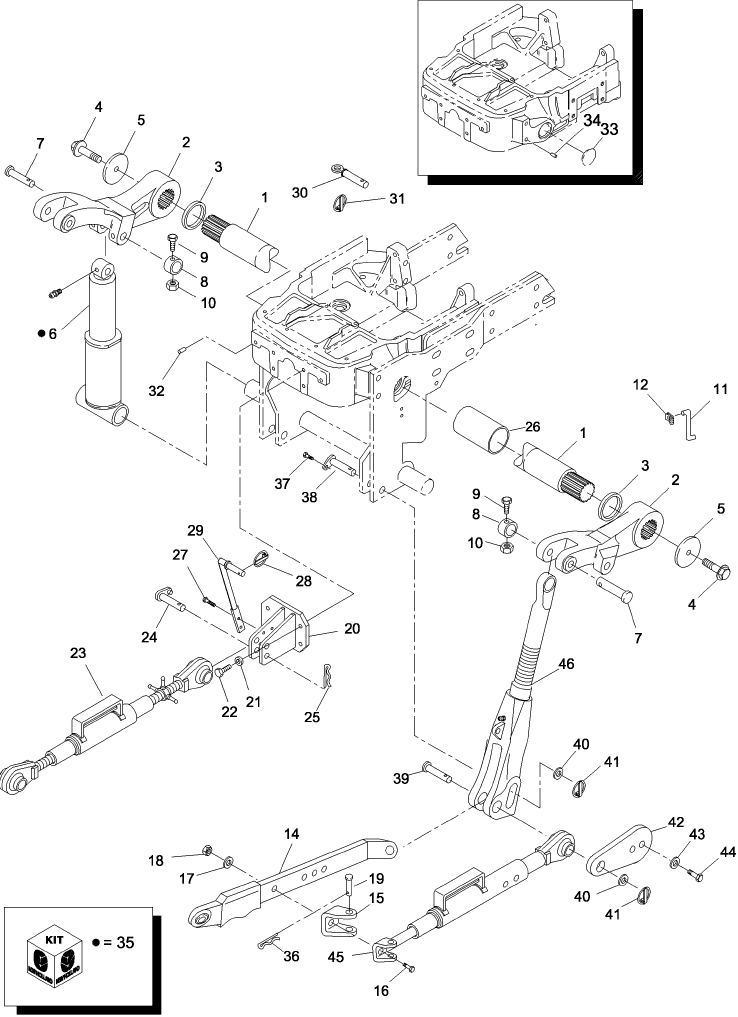New Holland TV145 Hydraulic System 05J02 3 PT. HITCH, ENGINE END