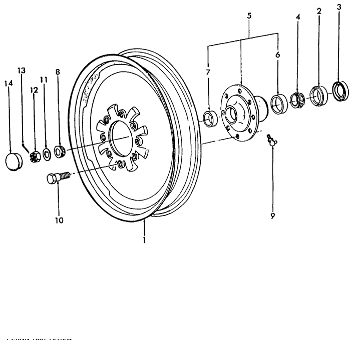 01A02 FRONT WHEEL ASSEMBLY - TW5 THRU TW35; 8530 THRU 8830