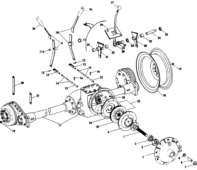 055 FLYWHEEL, GEARSHIFT & REAR AXLE, 1280 & 1281