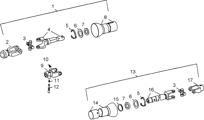 010 POWER TAKE OFF, 3-JOINT, FRONT, USED ON & BSN 660590