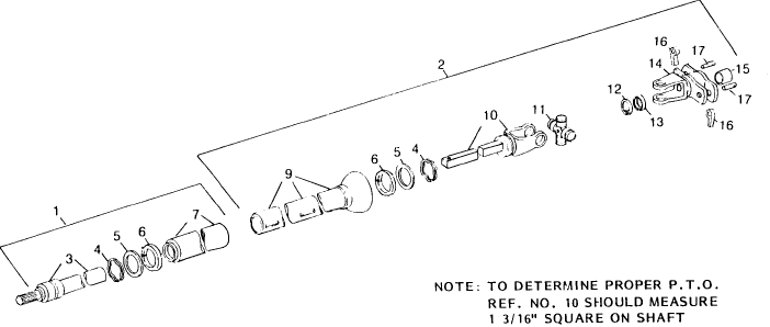 010 REAR PTO ASSEMBLY, 1-3/16" SQUARE SHAFT