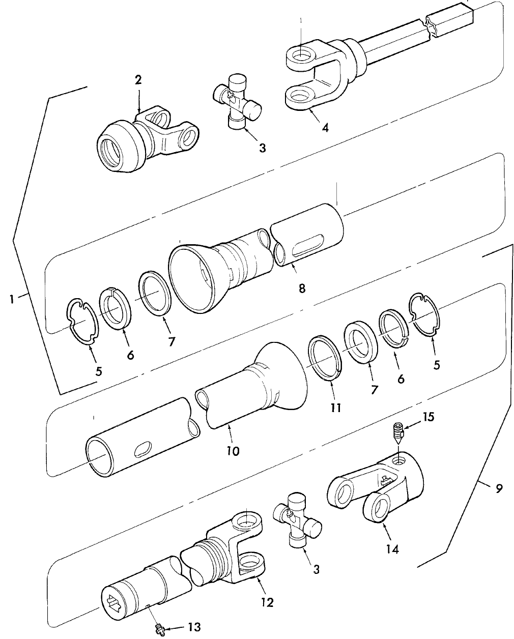 010(1) POWER TAKE OFF, 3-JOINT, FRONT, 1-1/8" BEARINGS, STANDARD DUTY, 565, NORTH AMERICA