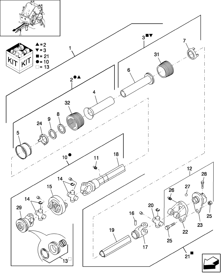 001(2) POWER TAKE OFF, SHEAR BOLT, 540 RPM, 86604843