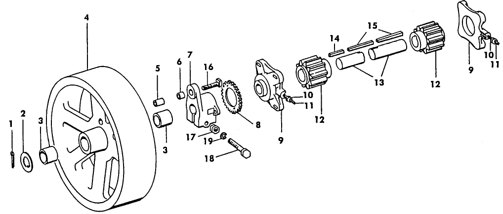 005 FLYWHEEL, PINION SHAFT & PINION GEAR