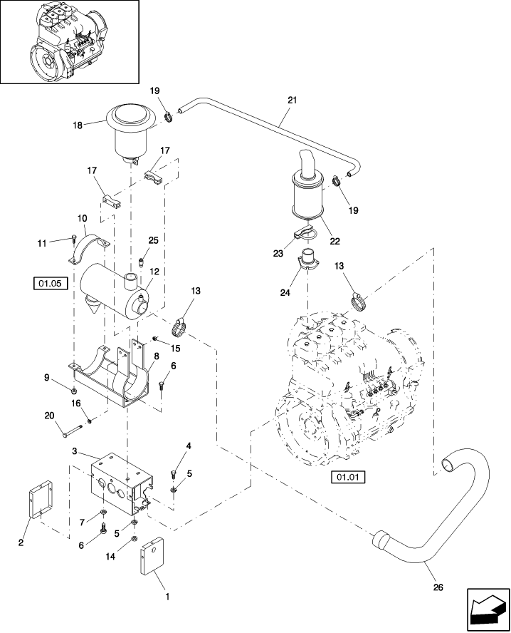 01.04 ENGINE MUFFLER & AIR CLEANER