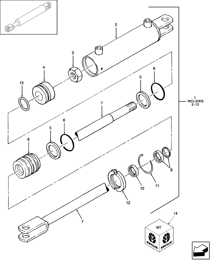 07.03(1) HYDRAULIC CYLINDER, TONGUE SWING, 86627217