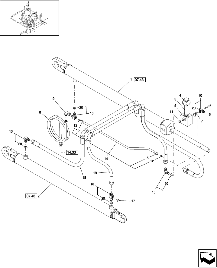 07.42 HYDRAULICS, BALE TENSION, DOUBLE CYLINDER