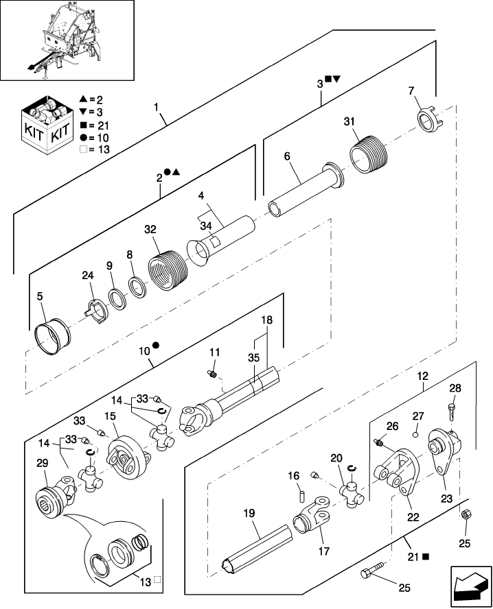 01.30 POWER TAKE OFF, 540 RPM, SHEAR BOLT, NORTH AMERICA