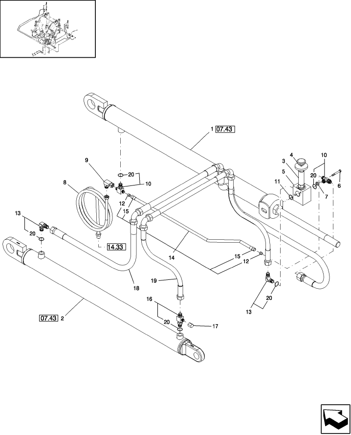 07.42 HYDRAULICS, BALE TENSION, DOUBLE CYLINDER