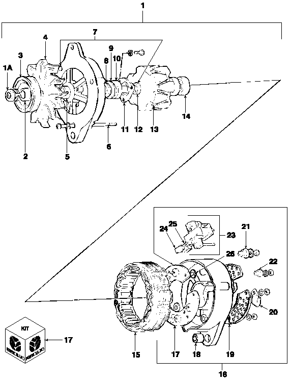 11C01 ALTERNATOR ASSEMBLY - 1120, 1220 (87/7-95)