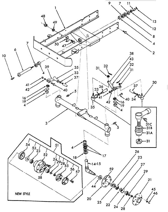 03A01 FRONT AXLE, 2WD, 1100 & 1200