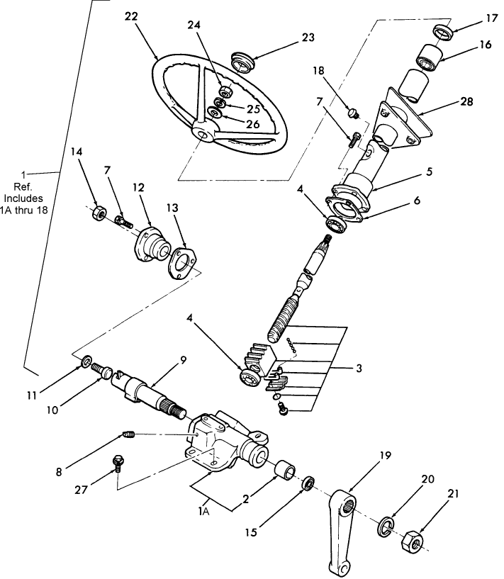 03E01 STEERING COLUMN & GEARBOX, 1100 & 1200