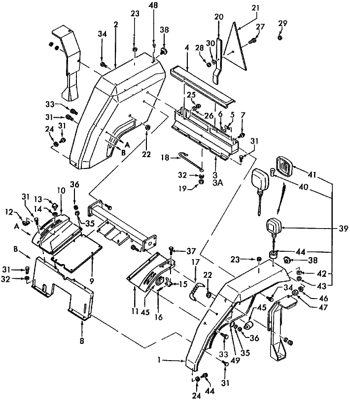 14A02 FENDERS & RELATED PARTS - 1320, 1520, 1620, 1720 (U.S.) & 1320,1520 (ASIA-PACIFIC)