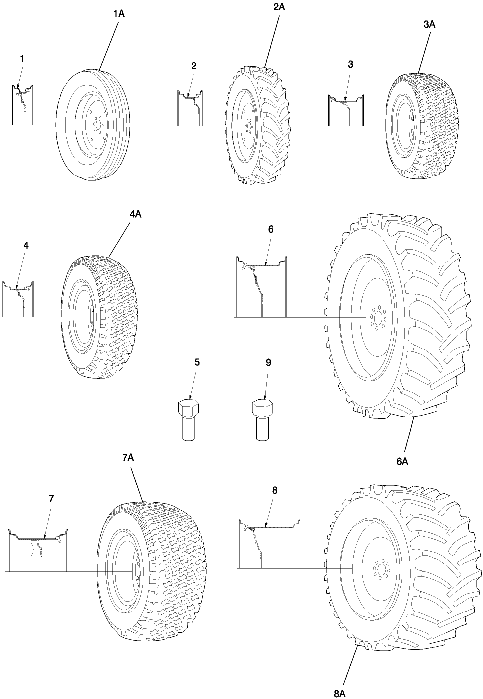 01A01 FRONT & REAR WHEELS