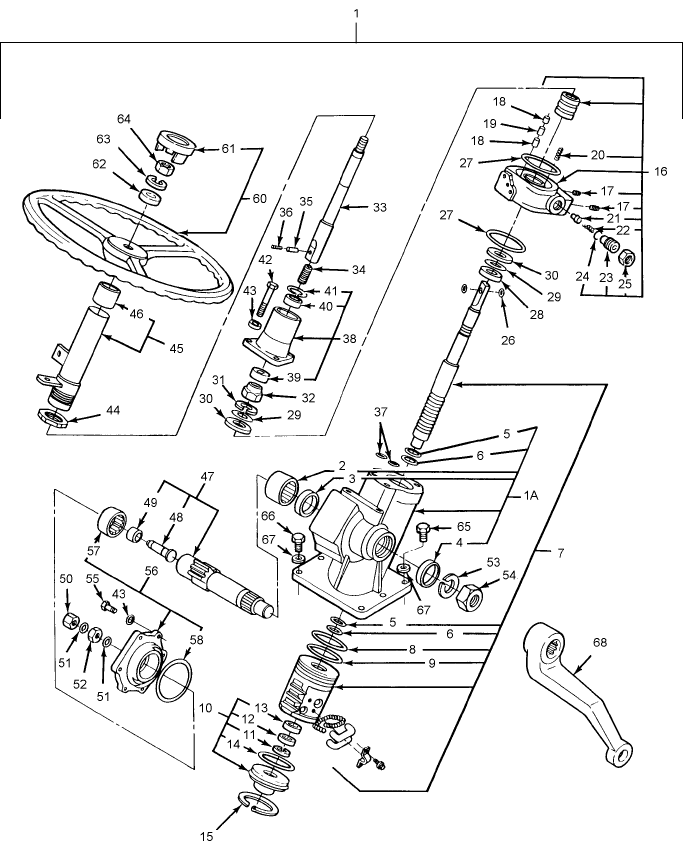 03E03 STEERING COLUMN & GEAR BOX  W/POWER STEERING, 1310, 1510  (5-85/-) 1710 (83/-)