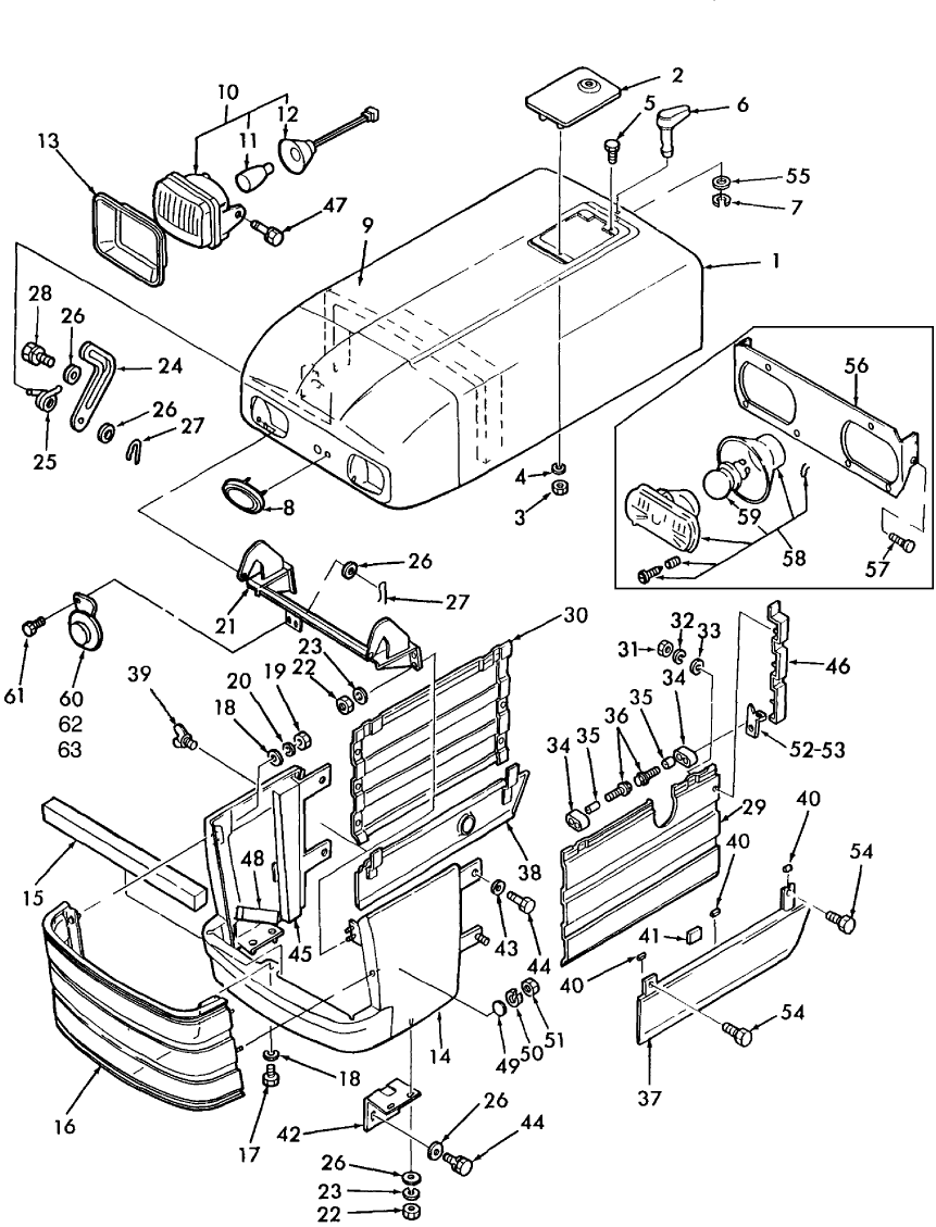 14B02 HOOD & RELATED PARTS - 1320, 1520, 1620, 1720 (NH-E & U.S.) & 1320, 1520 (ASIA-PACIFIC)