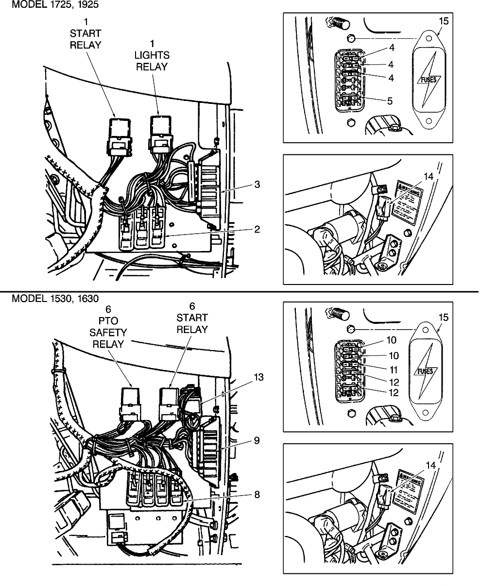 11A03 RELAY, DIODE & FUSE LOCATIONS