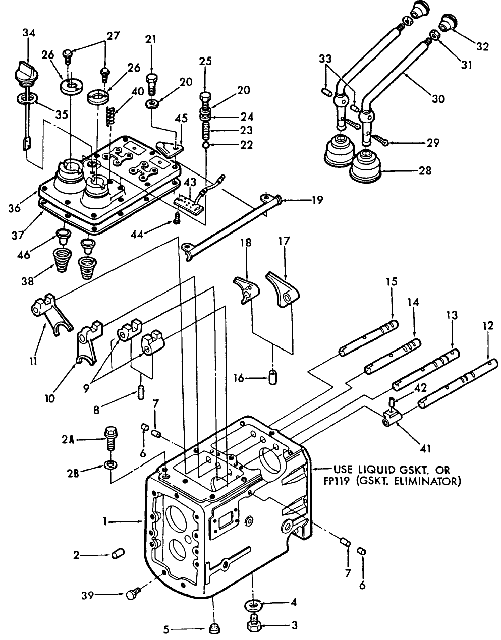 07D03 TRANSMISSION CASE & GEAR SHIFT ASSEMBLY, MANUAL - 1910