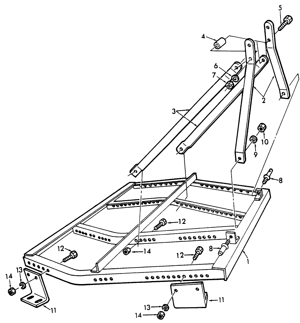 002  MAIN FRAME & STRUT ASSEMBLIES 5FT. & 6 FT. 1300-SERIES THRU 1900-SERIES TRACTORS, 79/85, GROUP 1-2